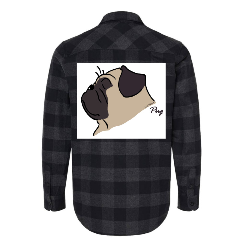 Pug Silhouette Poster Yellow Flannel Shirt | Artistshot