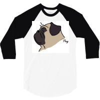 Pug Silhouette Poster Yellow 3/4 Sleeve Shirt | Artistshot