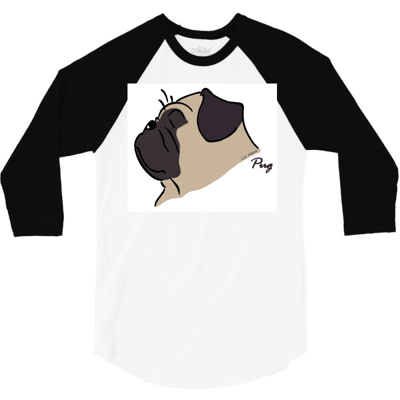 Pug Silhouette Poster Yellow 3/4 Sleeve Shirt | Artistshot