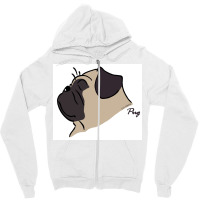 Pug Silhouette Poster Yellow Zipper Hoodie | Artistshot