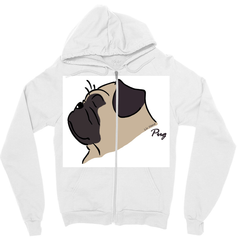 Pug Silhouette Poster Yellow Zipper Hoodie | Artistshot