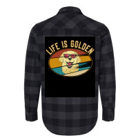 Retro Golden Retriever Life Is Golden Poster Flannel Shirt | Artistshot