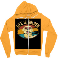 Retro Golden Retriever Life Is Golden Poster Zipper Hoodie | Artistshot