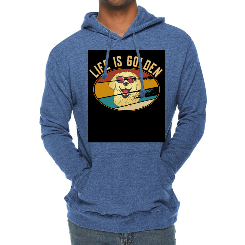 Retro Golden Retriever Life Is Golden Poster Lightweight Hoodie | Artistshot