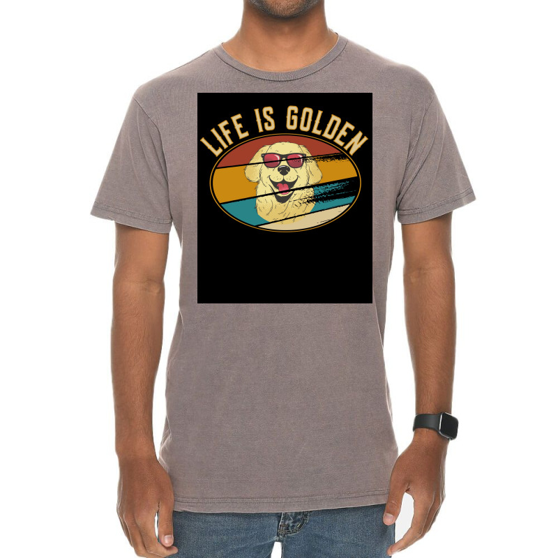 Retro Golden Retriever Life Is Golden Poster Vintage T-shirt | Artistshot