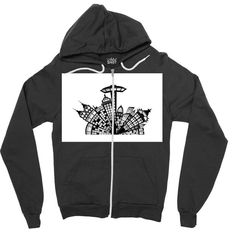 Space City Poster Humor Zipper Hoodie | Artistshot