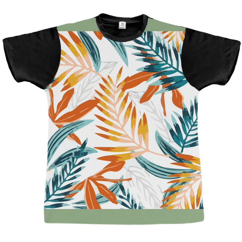 Trend Seamless Pattern Bright Tropical Leaves Plants  Nature Graphic T-shirt | Artistshot