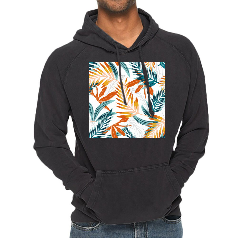 Trend Seamless Pattern Bright Tropical Leaves Plants  Nature Vintage Hoodie | Artistshot