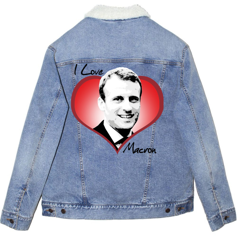 I Love Macron Fitted  80s Unisex Sherpa-lined Denim Jacket | Artistshot