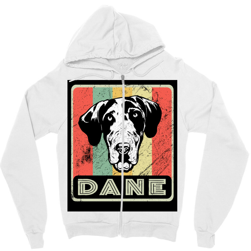 Vintage Dane Dog Gift For Dog Lover Poster Blue Zipper Hoodie | Artistshot