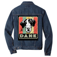 Vintage Dane Dog Gift For Dog Lover Poster Blue Men Denim Jacket | Artistshot