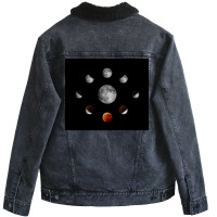 Spectacular Eclipse Stages Poster Travel Unisex Sherpa-lined Denim Jacket | Artistshot