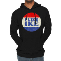 I Like Ike Political Button Vintage Distressed   Green Lightweight Hoodie | Artistshot