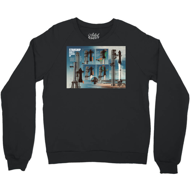 Starship How It Stacks Up Poster Nostalgia Crewneck Sweatshirt | Artistshot