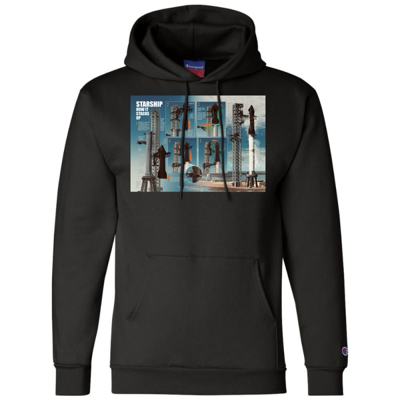 Starship How It Stacks Up Poster Nostalgia Champion Hoodie | Artistshot