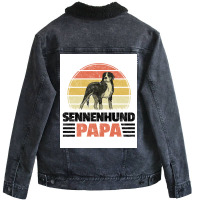 Swiss Mountain Dog Dad Mountain Dog Owner Gift Poster Hipster Unisex Sherpa-lined Denim Jacket | Artistshot