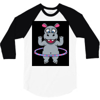 Hula Hoop Dance Hippopotamus Poster Gift 3/4 Sleeve Shirt | Artistshot