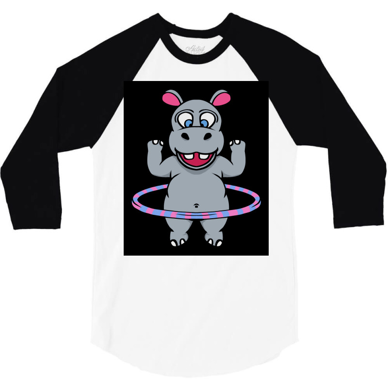 Hula Hoop Dance Hippopotamus Poster Gift 3/4 Sleeve Shirt | Artistshot