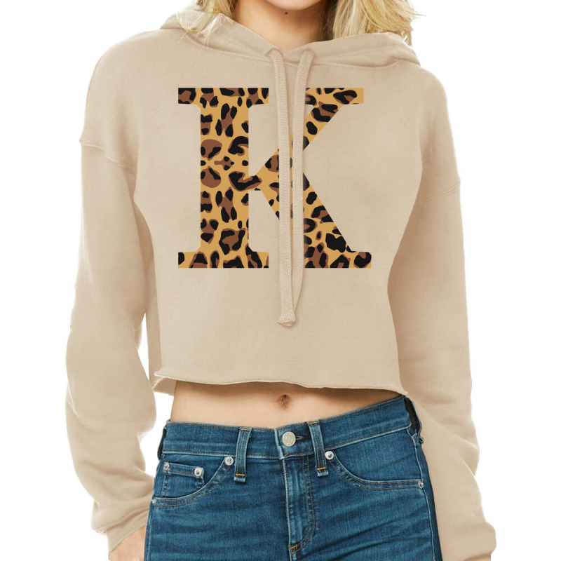 Leopard Print Letter K Cropped Hoodie by michaoguirink | Artistshot