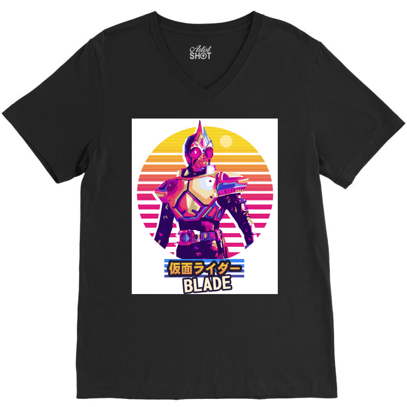 Kamen Rider Blade Sticker Poster Stars V-neck Tee | Artistshot