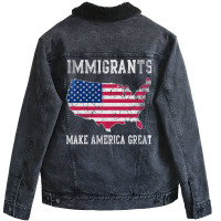 Immigrants Make America Great   Aesthetic Unisex Sherpa-lined Denim Jacket | Artistshot