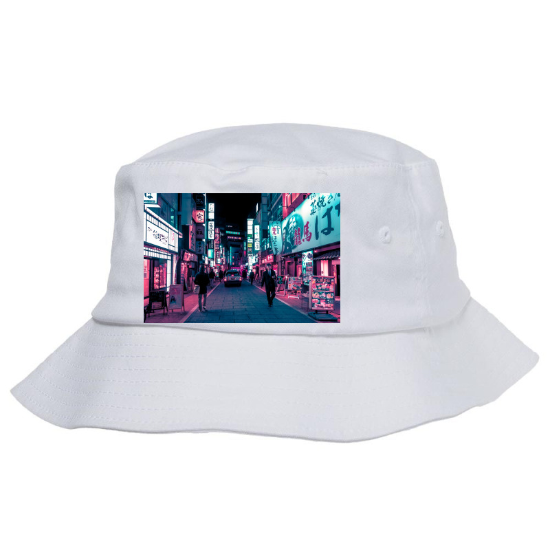 Shimmering Neon Lights Of Tokyo Poster Trending Bucket Hat | Artistshot