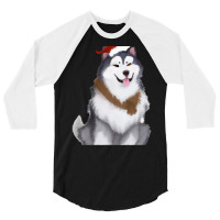 Alaskan Malamute T  Shirt Cute Alaskan Malamute Drawing T  Shirt 3/4 Sleeve Shirt | Artistshot