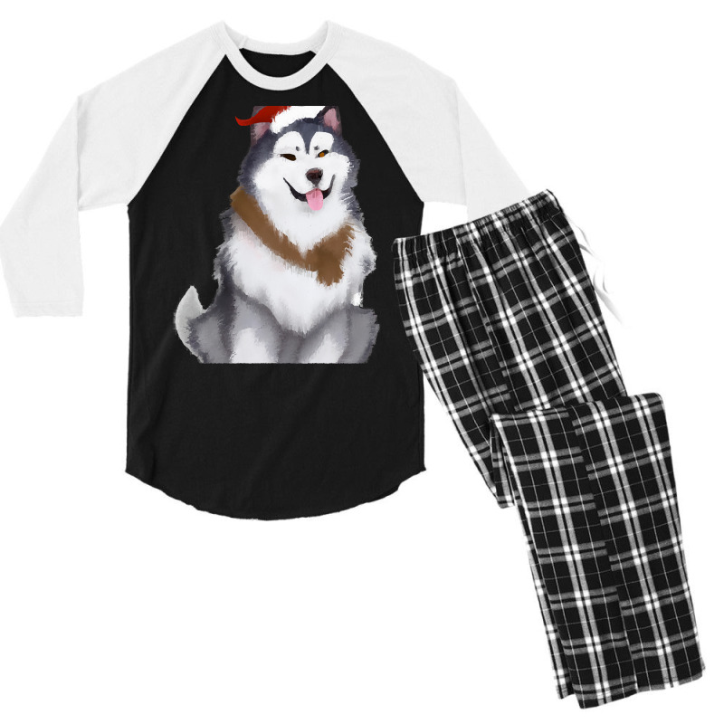 Alaskan Malamute T  Shirt Cute Alaskan Malamute Drawing T  Shirt Men's 3/4 Sleeve Pajama Set | Artistshot