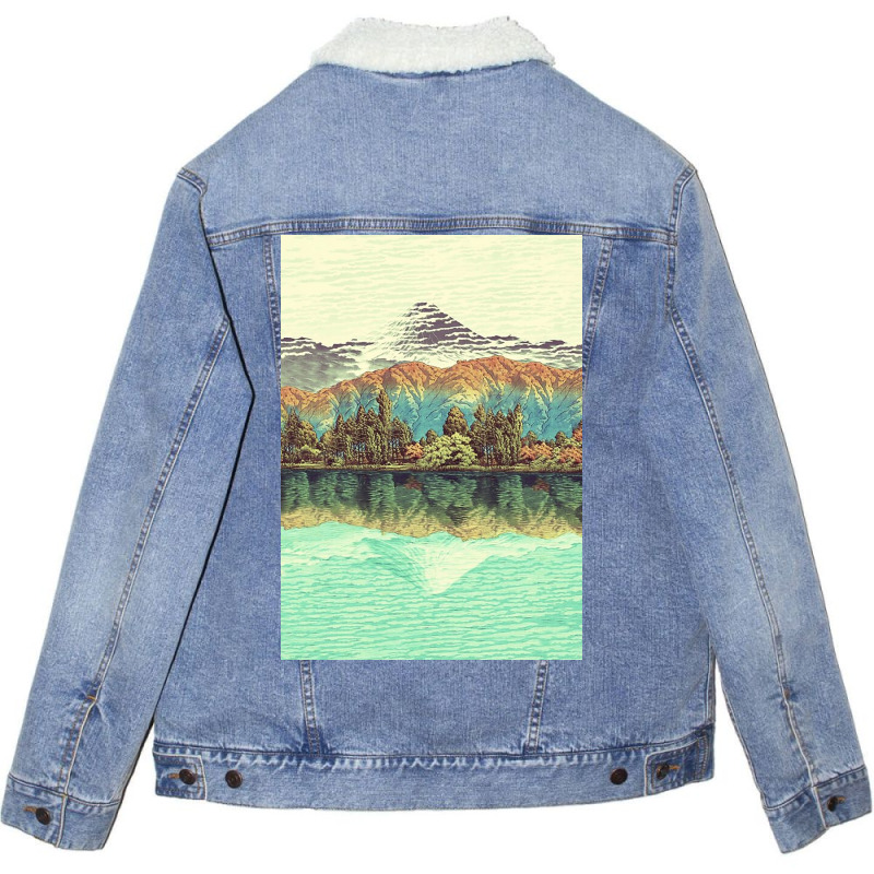 The Unknown Hills In Kamakura Unisex Sherpa-Lined Denim Jacket by williammillerr | Artistshot