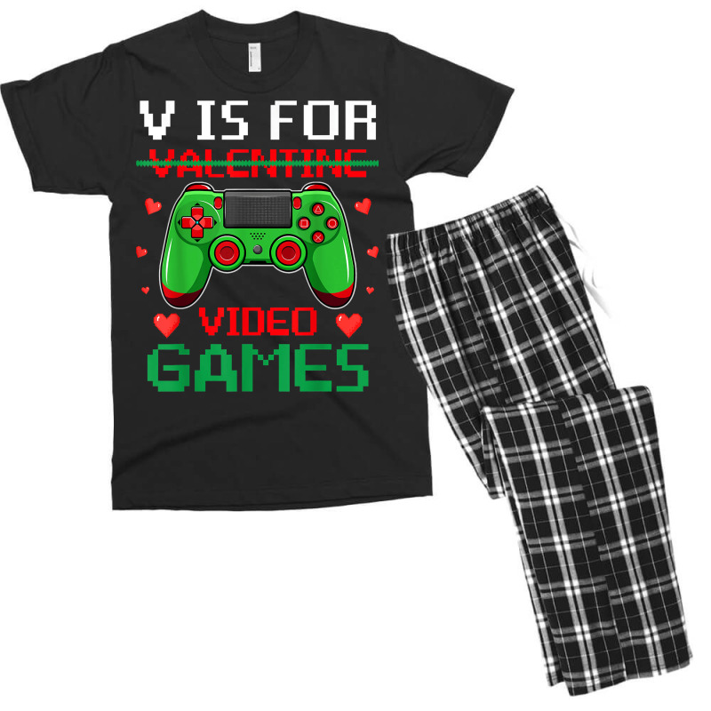 V Is For Video Games Funny Valentinex27s Day Gifts Classic Tshirt Star Men's T-shirt Pajama Set | Artistshot