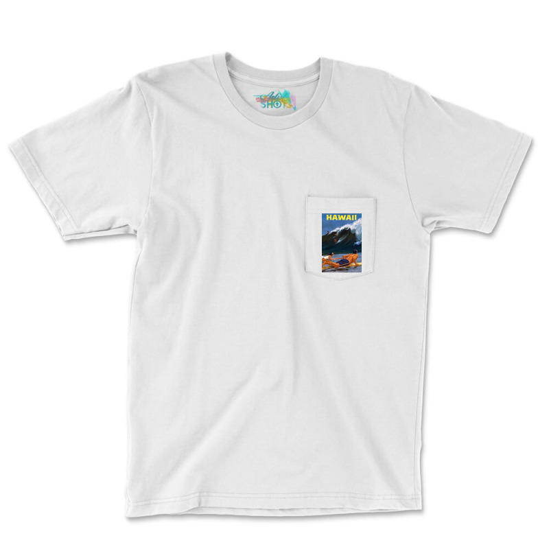 Hawaii Vintage Travel Poster Restored Pocket T-shirt | Artistshot