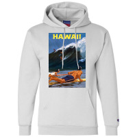 Hawaii Vintage Travel Poster Restored Champion Hoodie | Artistshot