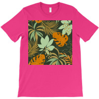 Trend Seamless Pattern With Colorful Tropical Leaves Plants Green Post T-shirt | Artistshot