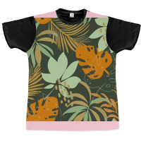 Trend Seamless Pattern With Colorful Tropical Leaves Plants Green Post Graphic T-shirt | Artistshot