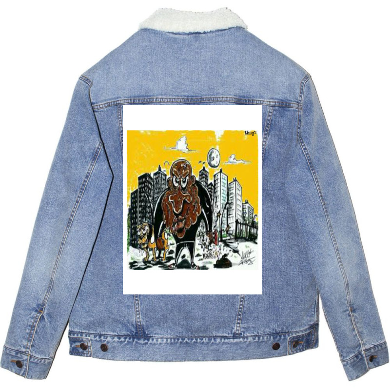 Thugx27z Original Street Tshirt Poster Red Unisex Sherpa-lined Denim Jacket | Artistshot