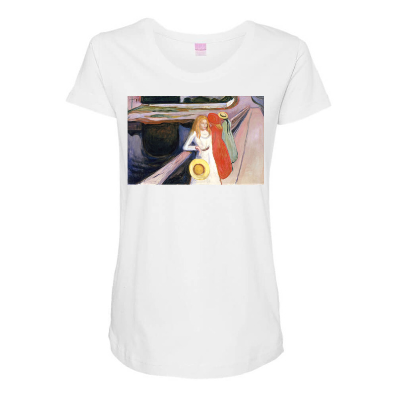 Edvards Girls On A Bridge 1900 Maternity Scoop Neck T-shirt by richardsjohn543 | Artistshot