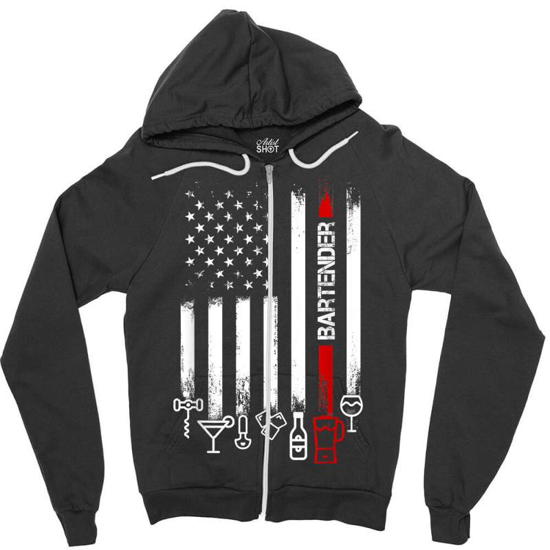 American Flag With Bartender Tshirt For Women Men Father Zipper Hoodie | Artistshot