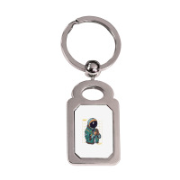 Astronaut Space Travel Retro Aesthetic Streetwear T Shirt Silver Rectangle Keychain | Artistshot