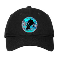 Cool Alpine Downhill Ski Racer Silhouette Mountain Scene Adjustable Cap | Artistshot