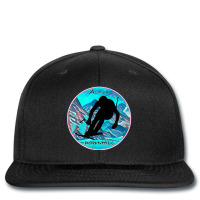 Cool Alpine Downhill Ski Racer Silhouette Mountain Scene Printed Hat | Artistshot