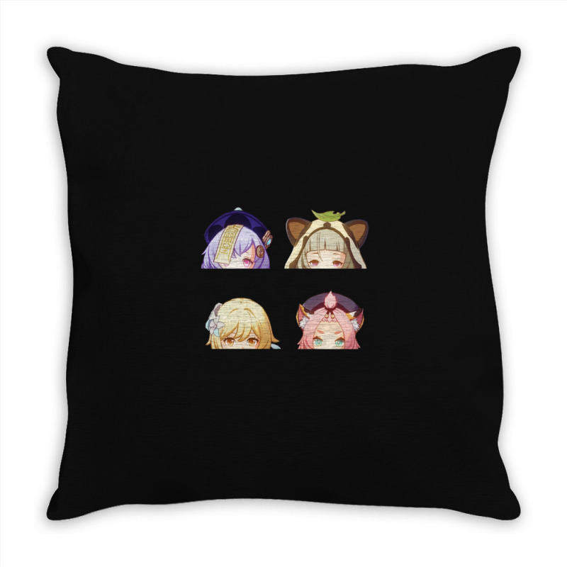 Mini Genshin Peekers Throw Pillow by adwoaafredyy | Artistshot