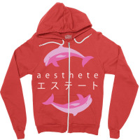 Vaporwave Aesthetic  Aesthete  Dolphins Zipper Hoodie | Artistshot