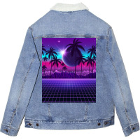 Twilight Retrowave Unisex Sherpa-lined Denim Jacket | Artistshot