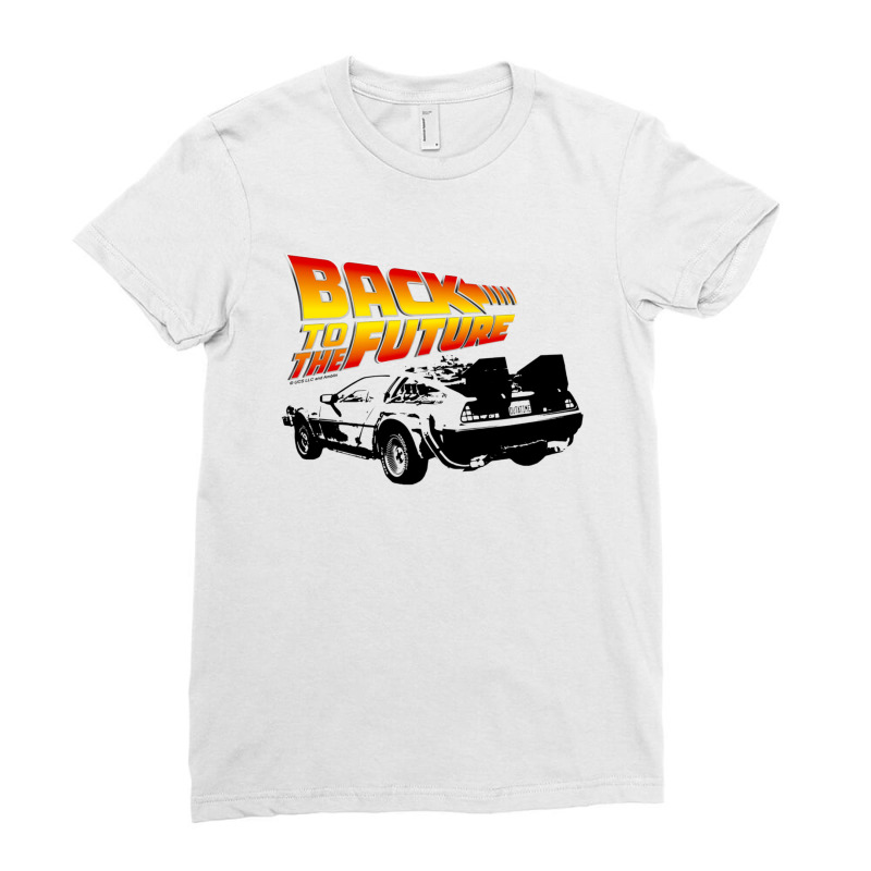 Back To The Future Delorean Stencil Fan Art Ladies Fitted T-Shirt by aikhangawade | Artistshot