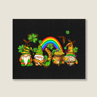 St Patricks Gnomes With Rainbow Landscape Canvas Print | Artistshot