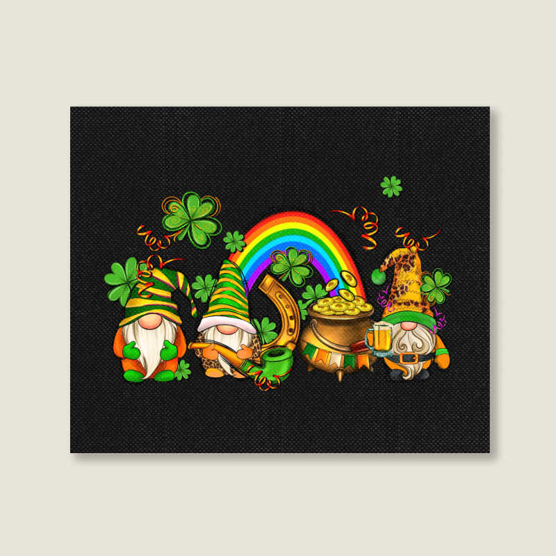 St Patricks Gnomes With Rainbow Landscape Canvas Print | Artistshot