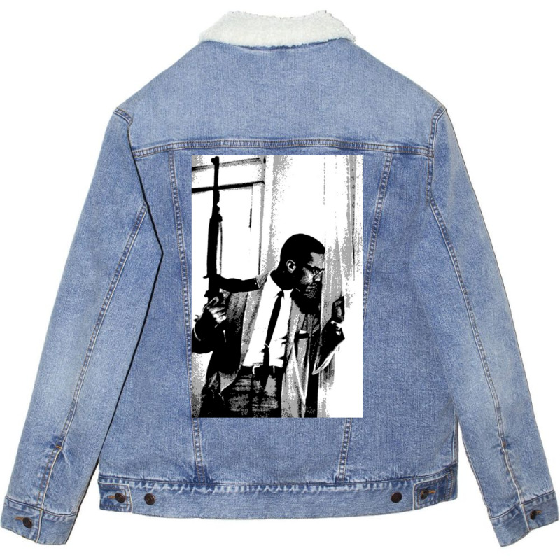 The Malcolm X Black Heritage Artwork Unisex Sherpa-Lined Denim Jacket by SamAlexanderMcnutt | Artistshot