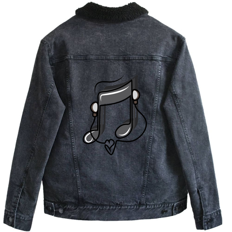 Black Music Note Unisex Sherpa-Lined Denim Jacket by JasonPaxton | Artistshot