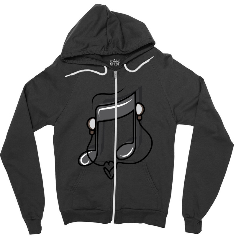 Black Music Note Zipper Hoodie by JasonPaxton | Artistshot