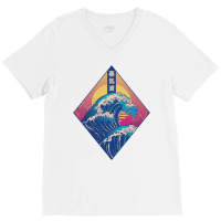 Vaporwave Japanese Wave V-neck Tee | Artistshot